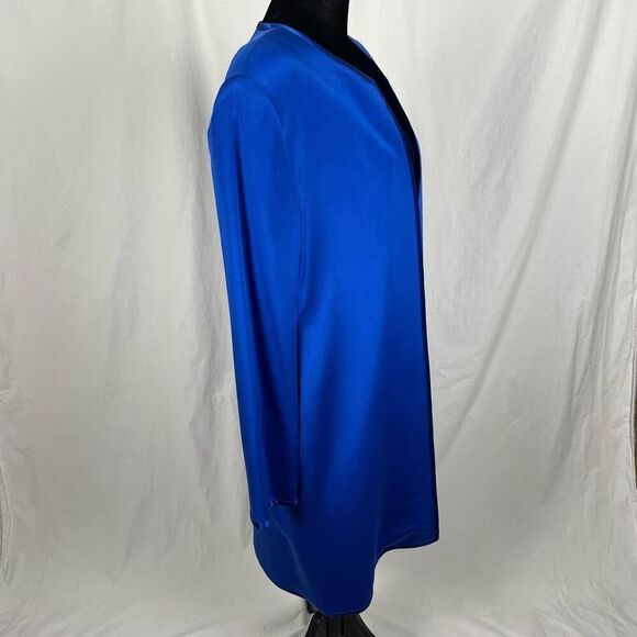 Miller Shor NWT 100% Silk Vibrant Blue Collarless Open Tunic - Women’s 12 - Picture 4 of 8
